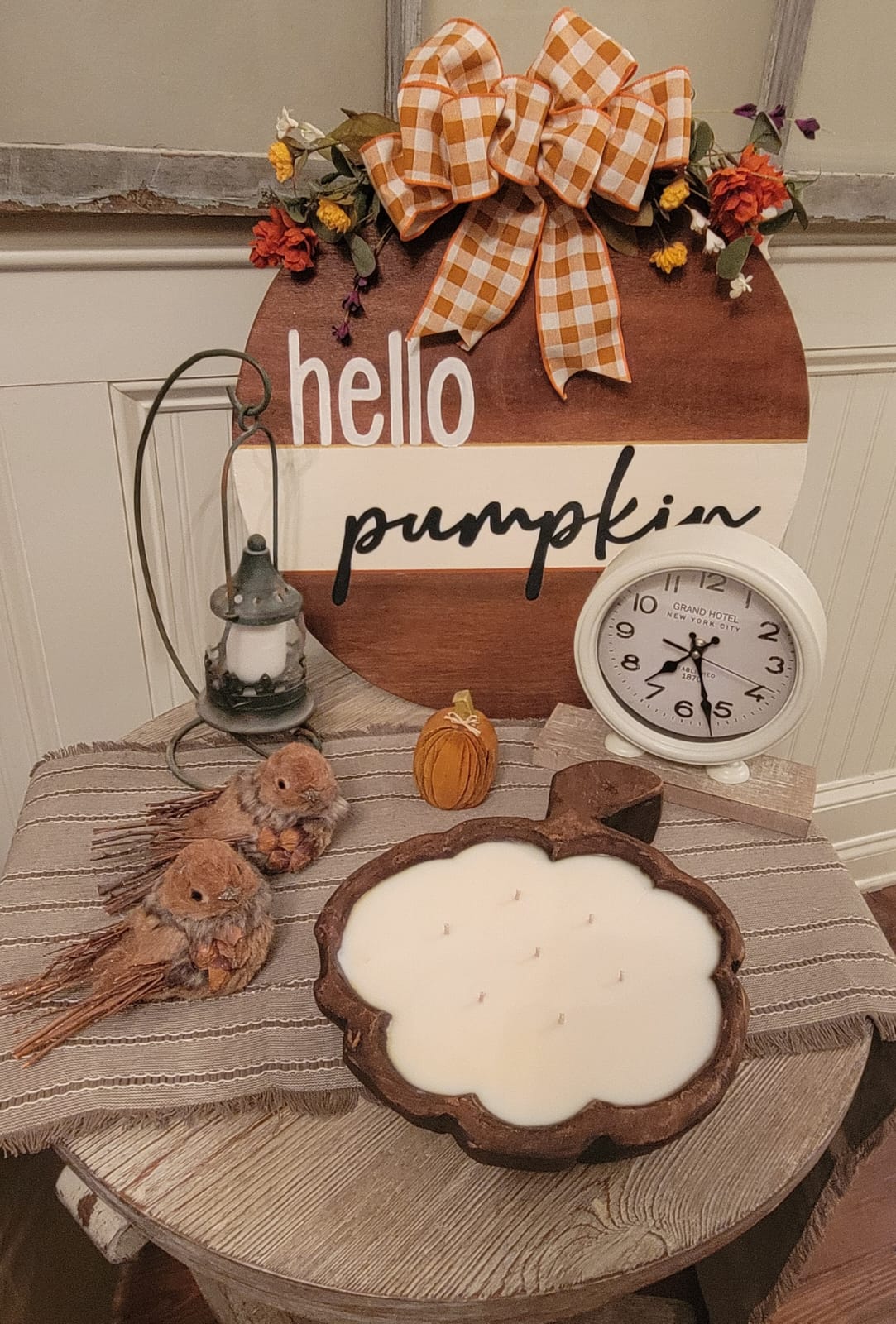 Wooden Pumpkin Candle